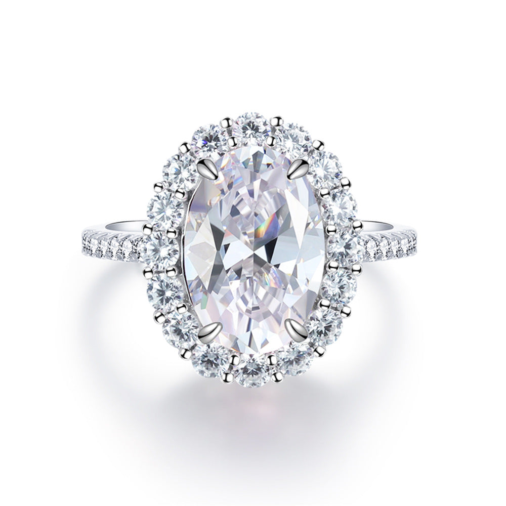 Bague en argent sterling en forme d'œuf avec diamant rose