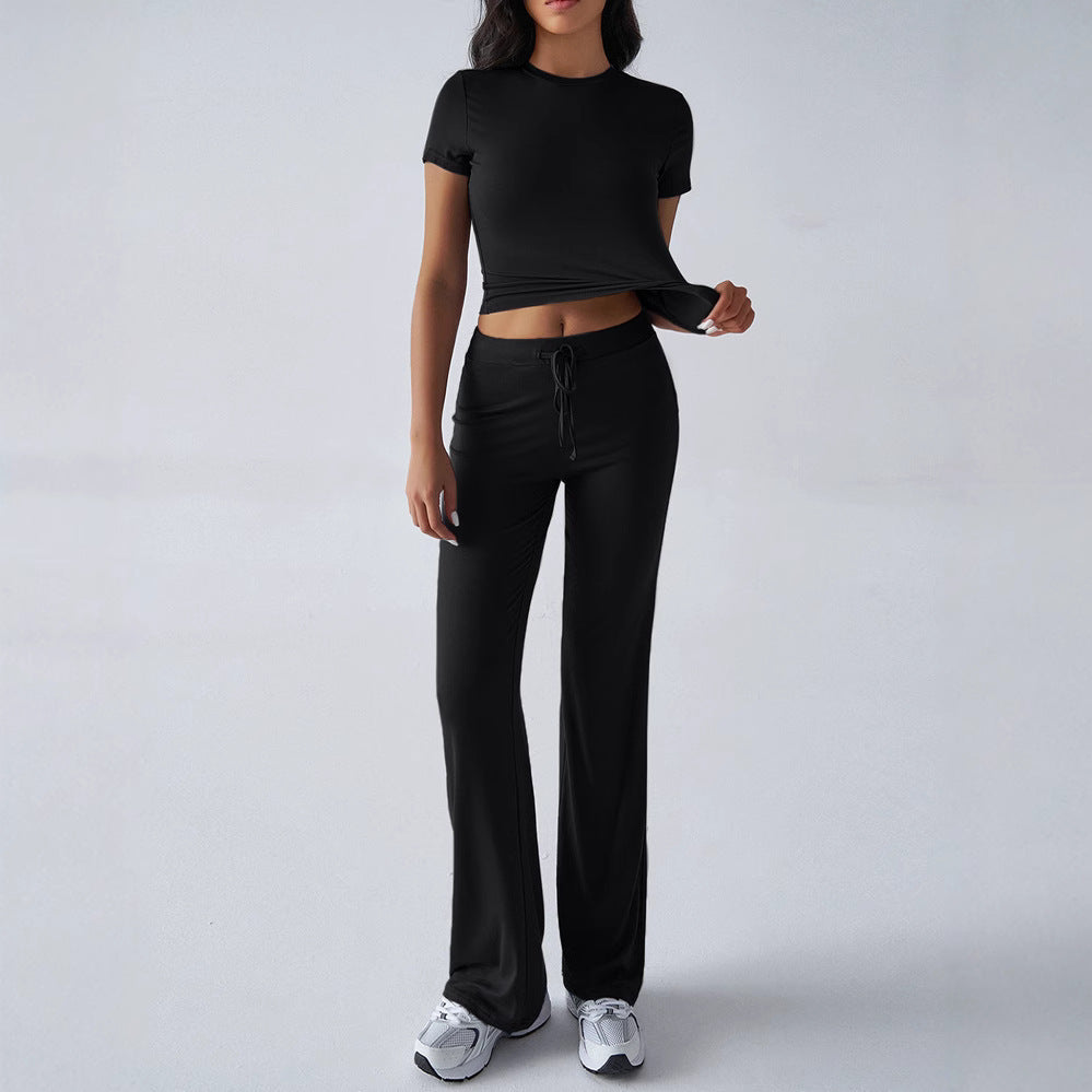 Ensemble pour femme décontracté avec pantalon et manches courtes