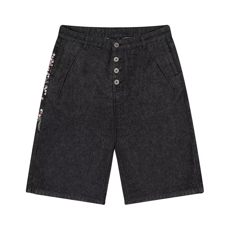 Jean brodé floral rétro