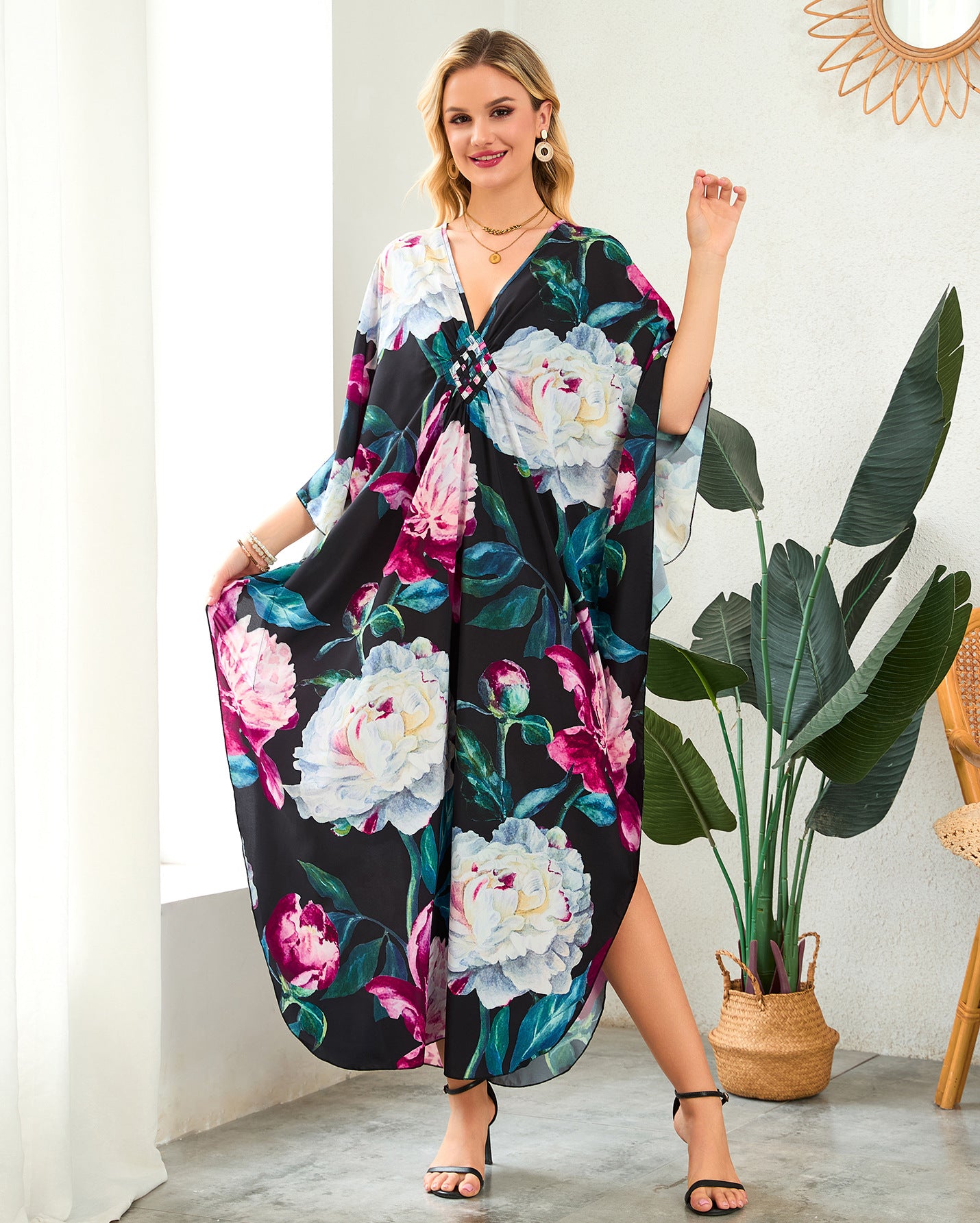 Robe de plage à encolure en V tissée