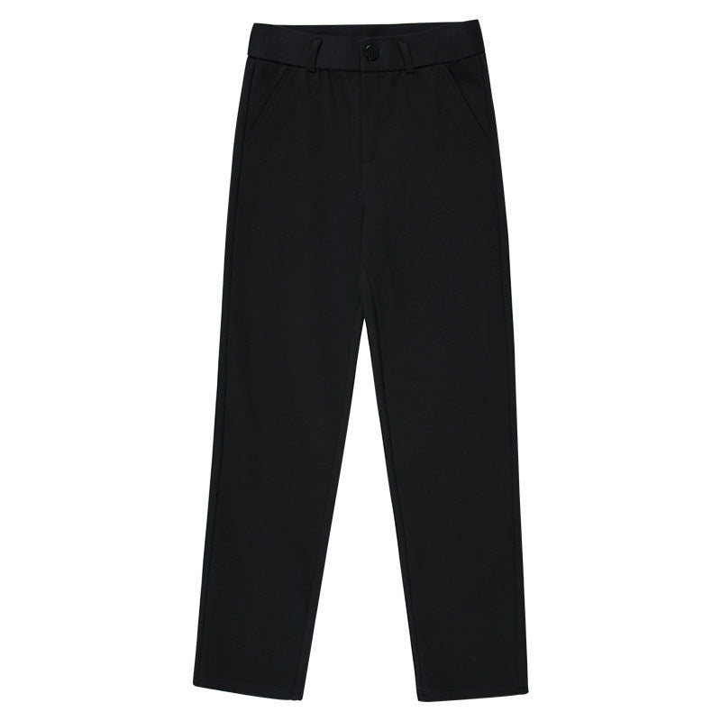 Pantalon décontracté droit taille haute élastique