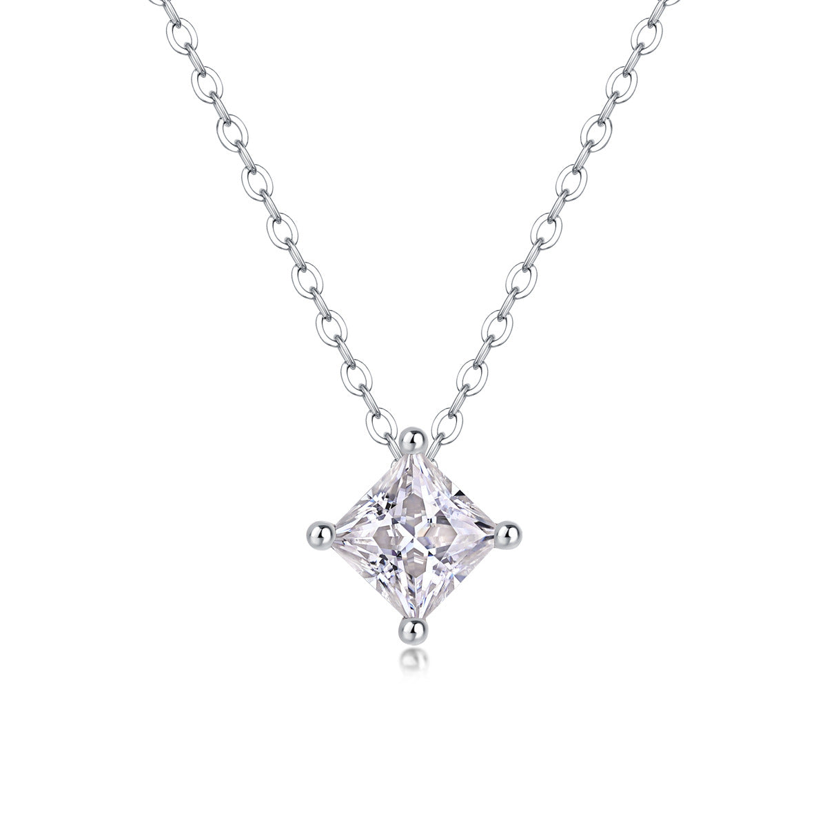 Collier pendentif géométrique en moissanite et argent sterling