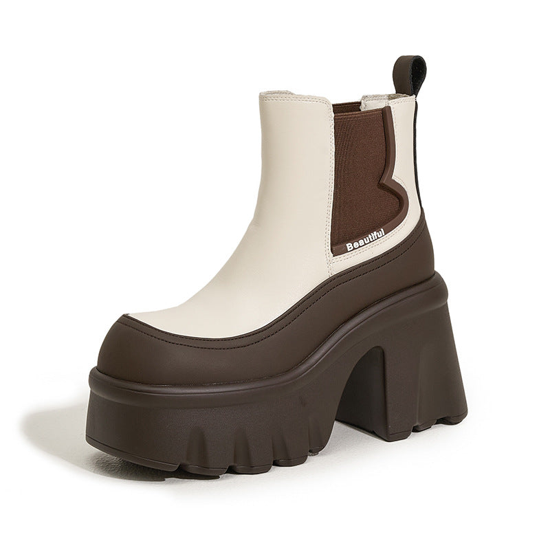 Bottes Martin à semelle épaisse style britannique pour femmes