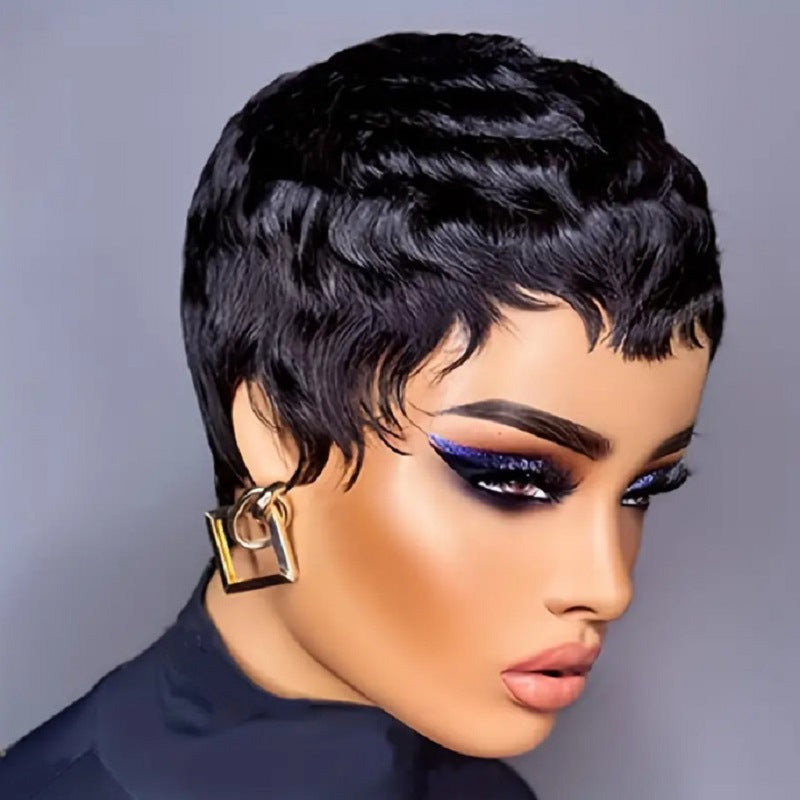 Perruque africaine femme cheveux courts noirs