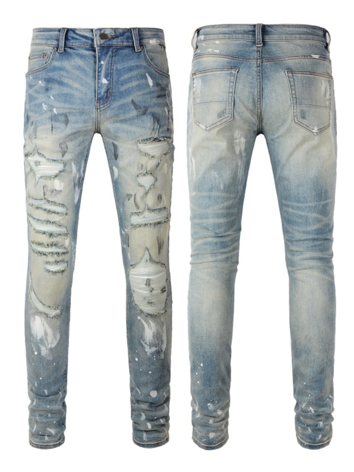 Jeans pour hommes slim fit délavés et usés