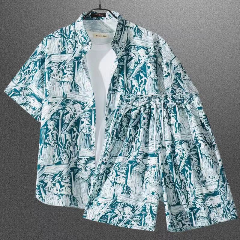 Habit :Ensemble chemise à manches courtes à fleurs