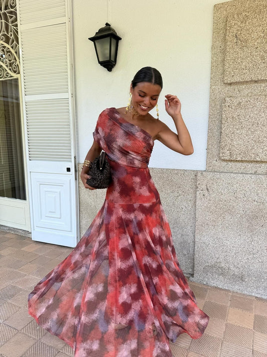 Robe trapèze en mesh imprimé
