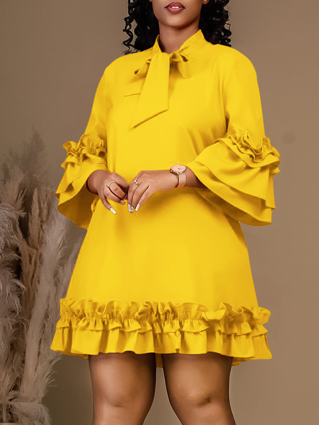 Habit :Robe ample à manches à volants pour femme