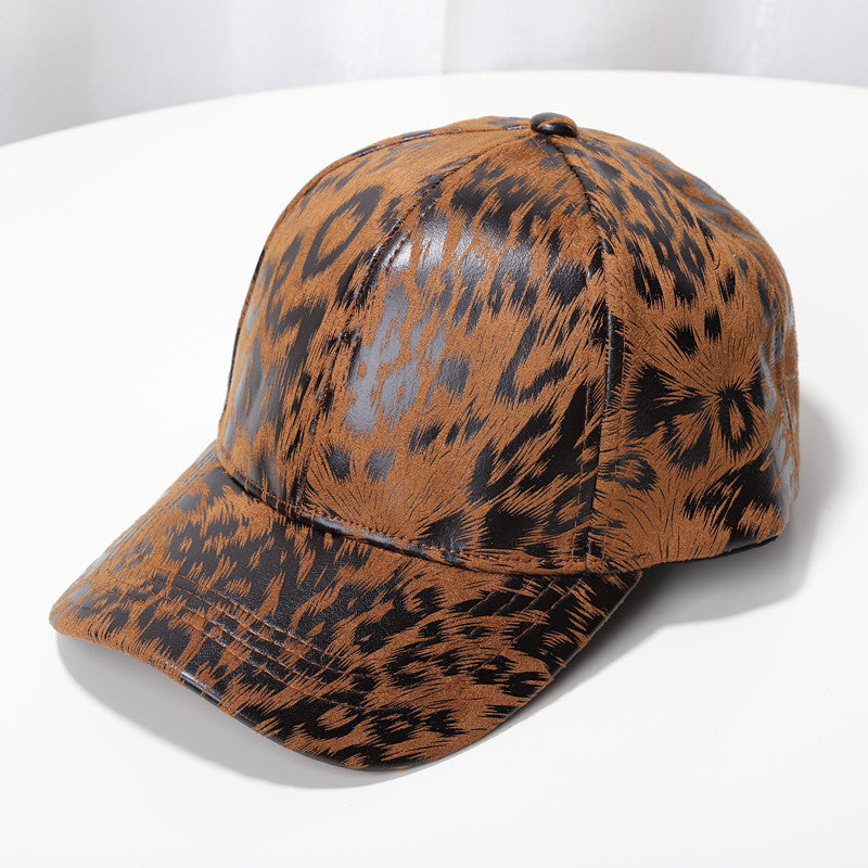 Retro Baseball Cap with Leopard Print
