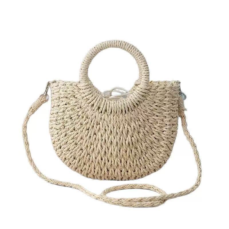 Sac bandoulière demi-cercle en corde de papier tissée à la main