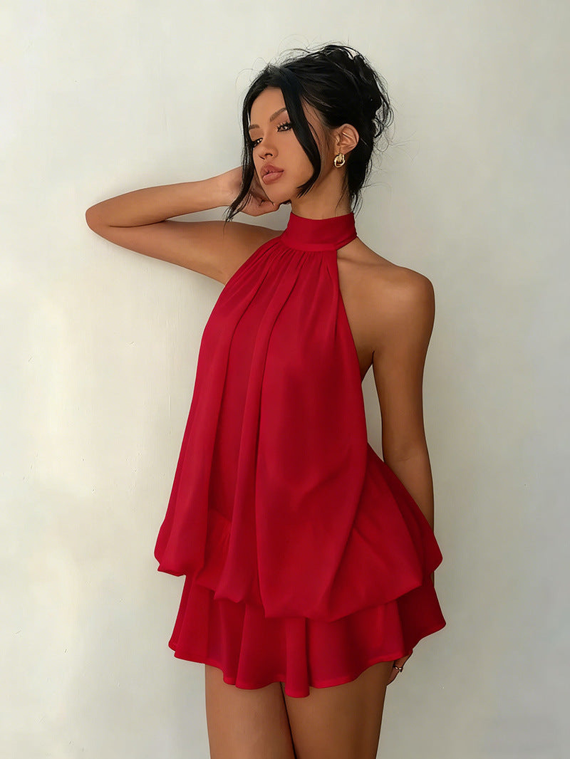 Robe femme à encolure américaine, taille haute, coupe A