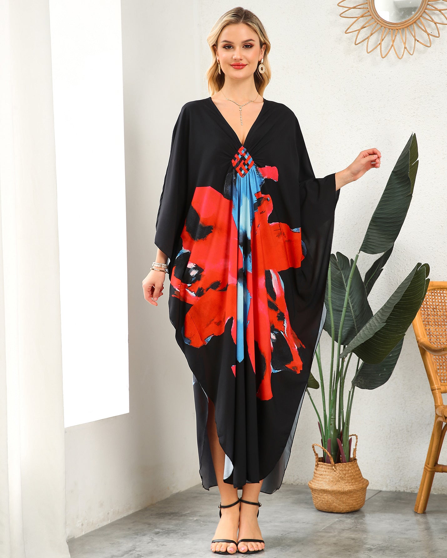 Robe de plage à encolure en V tissée