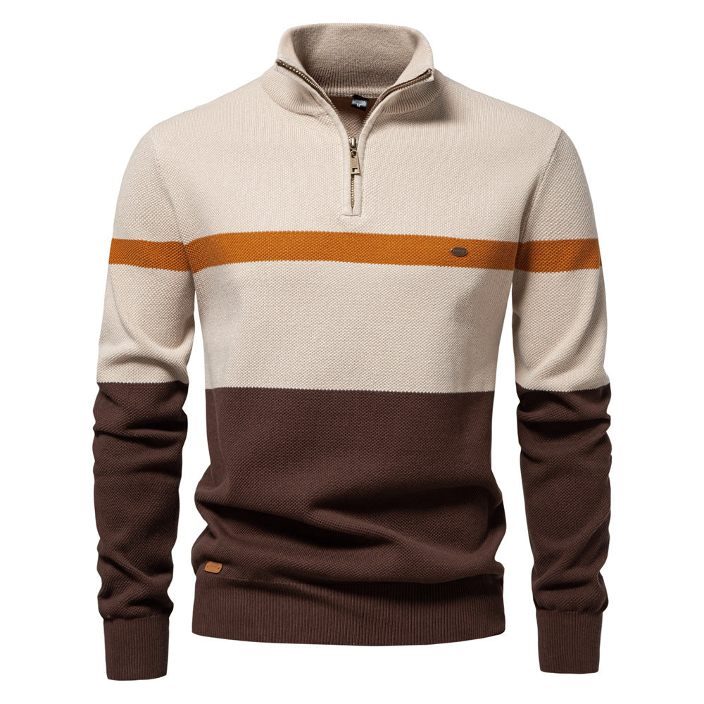 Pull en tricot pour hommes à col montant
