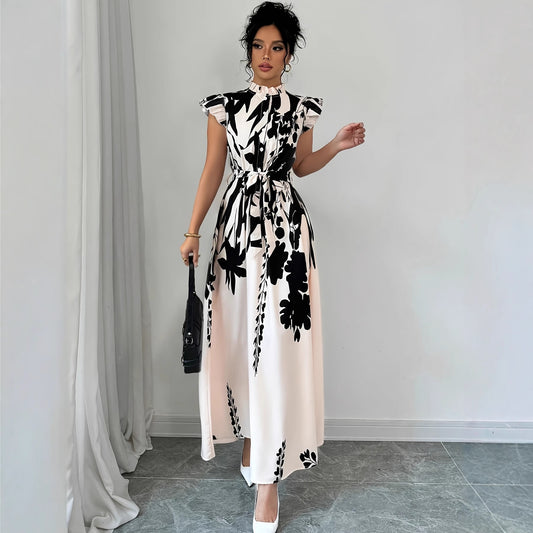 Robe à manches à volants avec imprimé floral