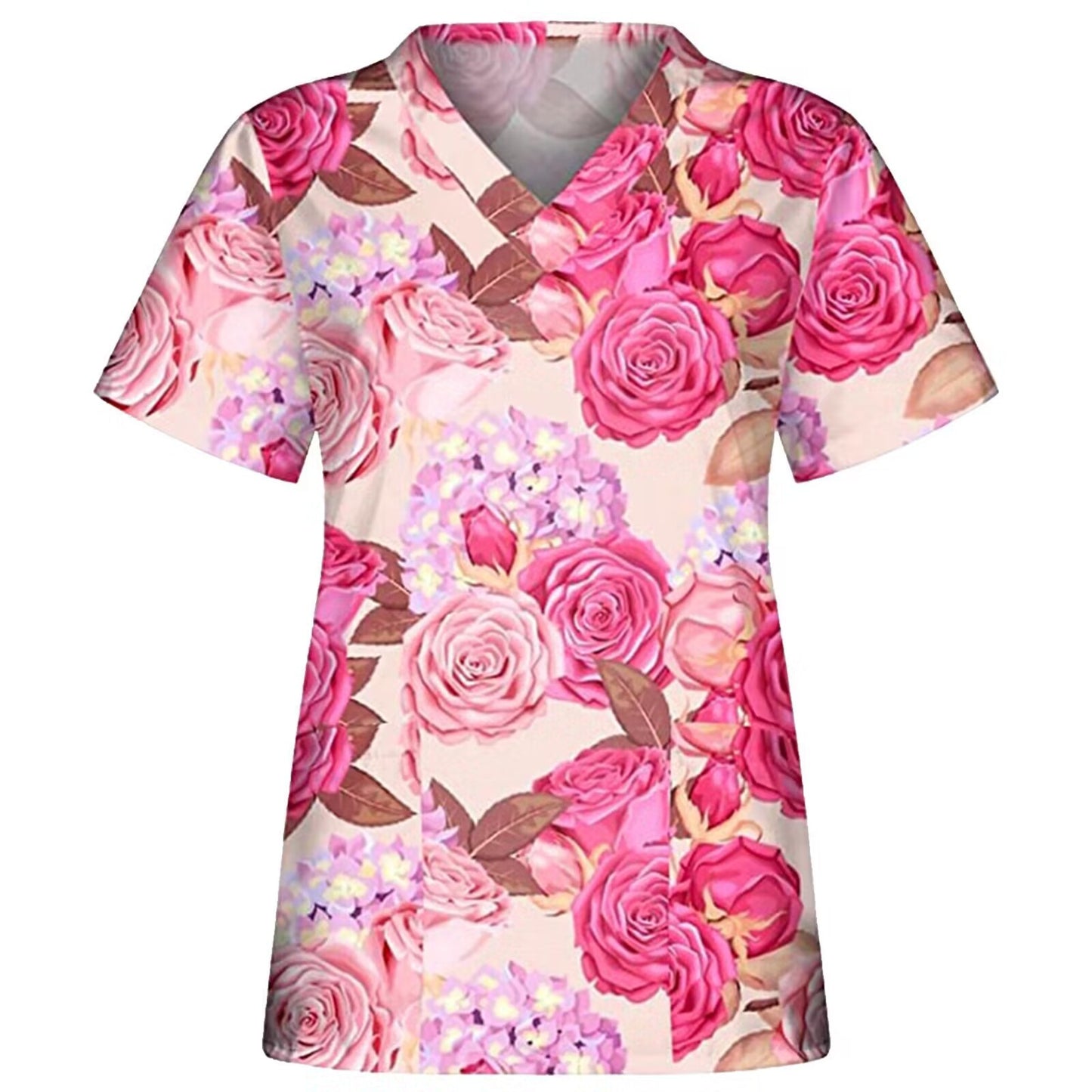 T-shirt imprimé à manches courtes et col en V