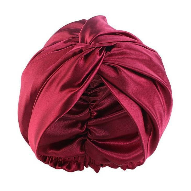 Bonnet de nuit en soie torsadée avec design plissé 3D