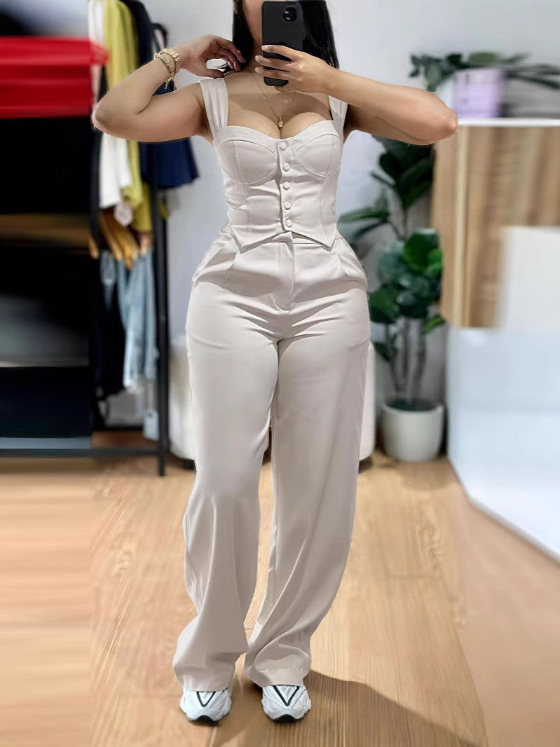 Ensemble débardeur moulant string et pantalon large