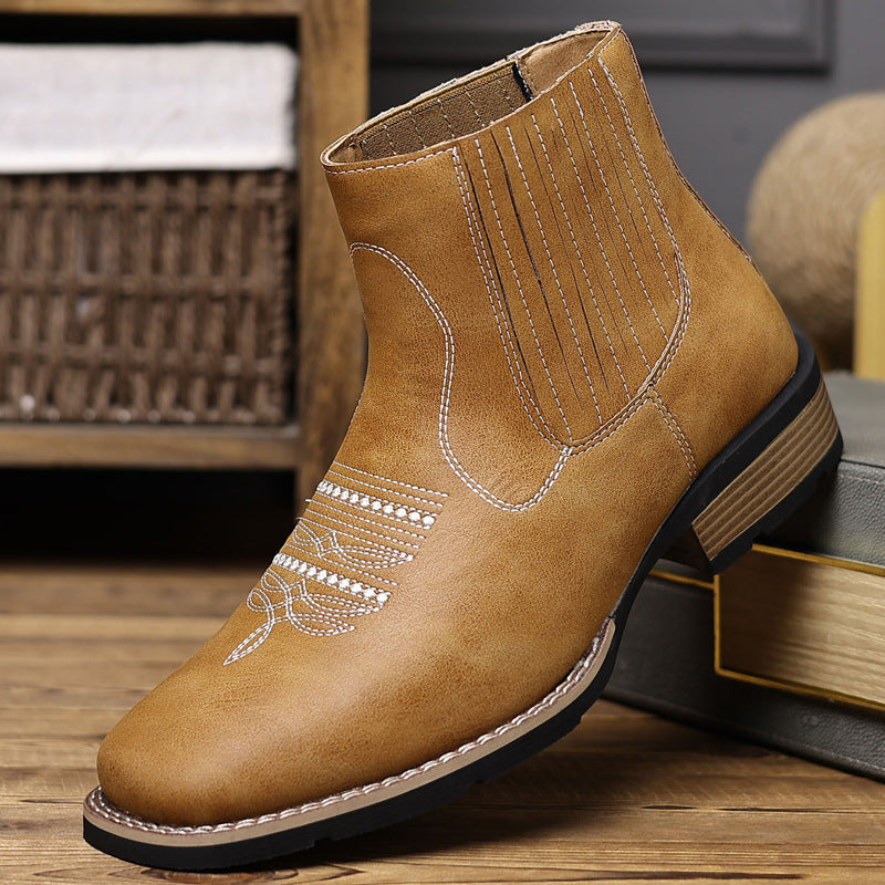 Bottes Chelsea pour hommes Chaussures décontractées en cuir à enfiler