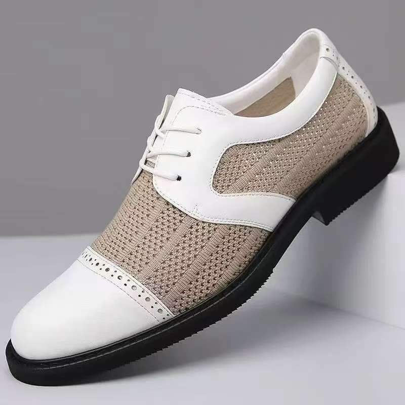 Chaussures decontractees en cuir et maille respirante pour hommes