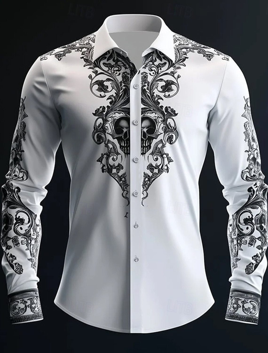 Chemise décontractée imprimée gothique, coupe ample, manches courtes