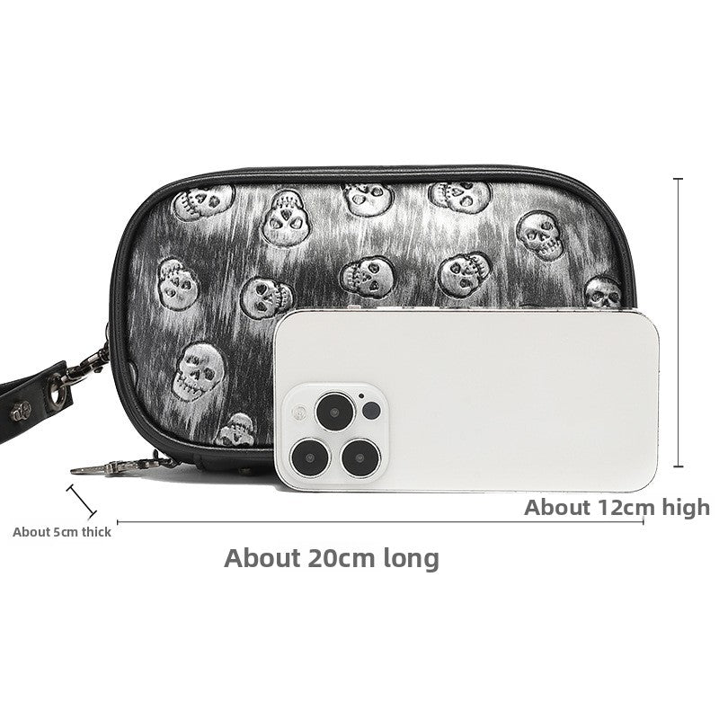 Sacoche de téléphone style punk pour homme avec emplacements pour cartes
