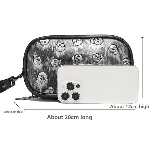 Sacoche de téléphone style punk pour homme avec emplacements pour cartes