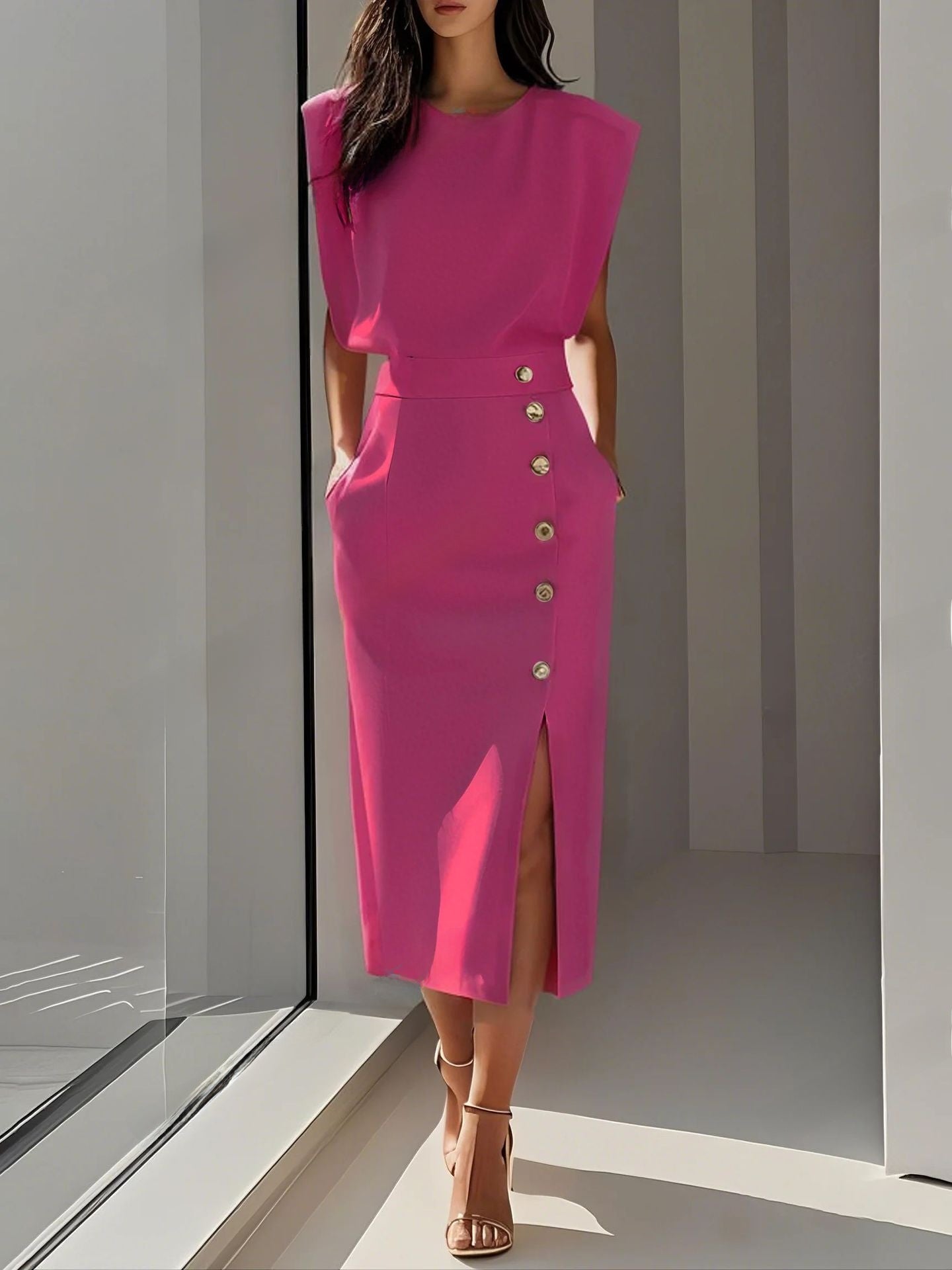 Robe d'été unie pour femmes