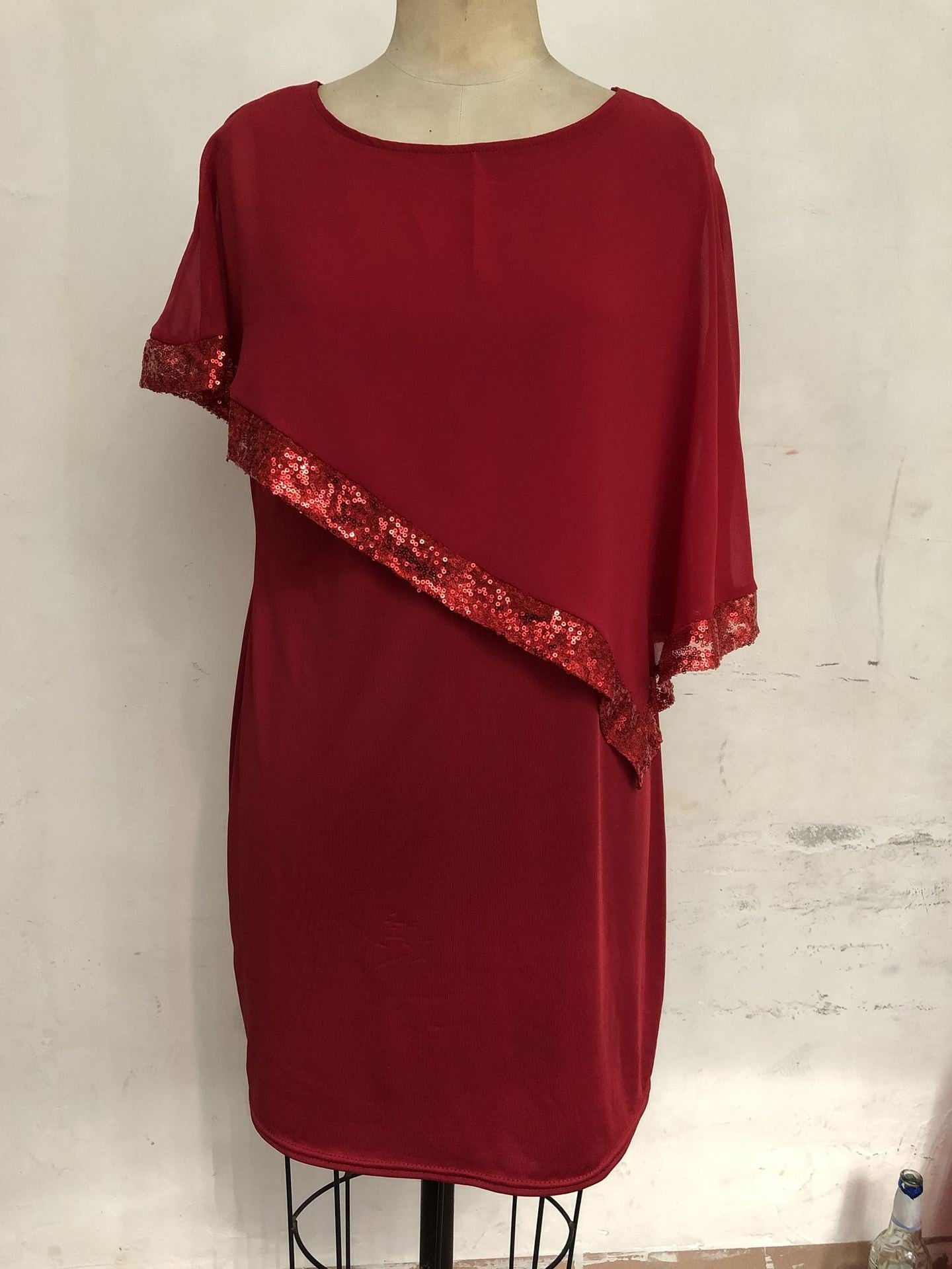 Habit :Robe asymétrique à sequins grande taille pour femme