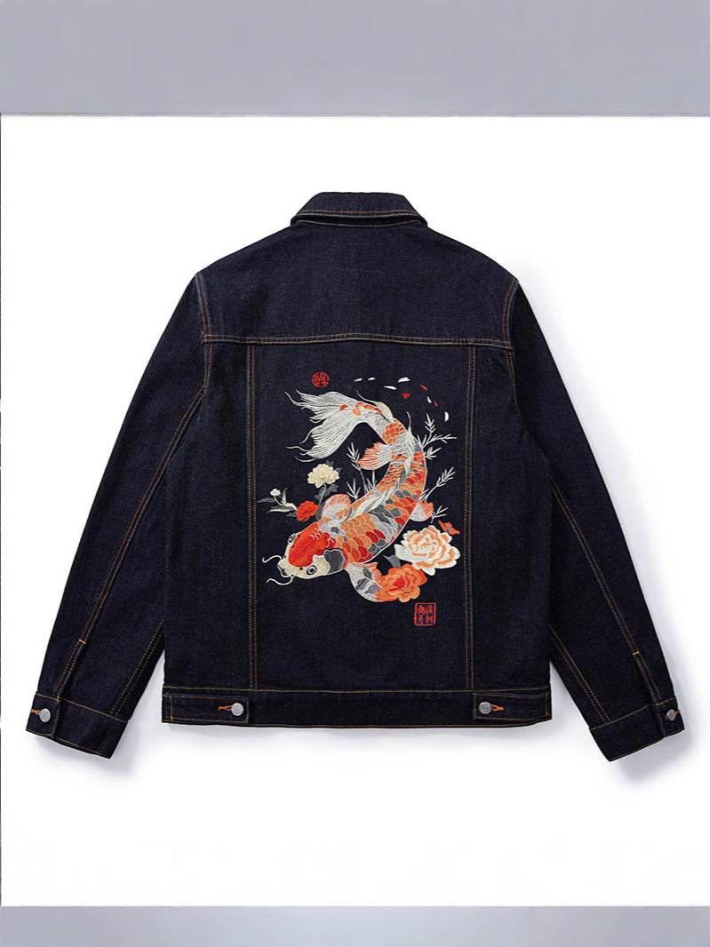 Embroidery Denim Jacket Retro Loose Fit