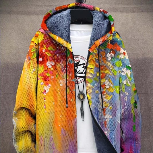 Manteau à capuche pour homme avec impression numérique et doublure en polaire