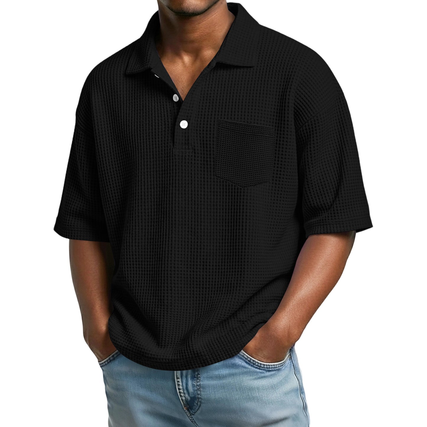 Polo en maille gaufrée pour homme