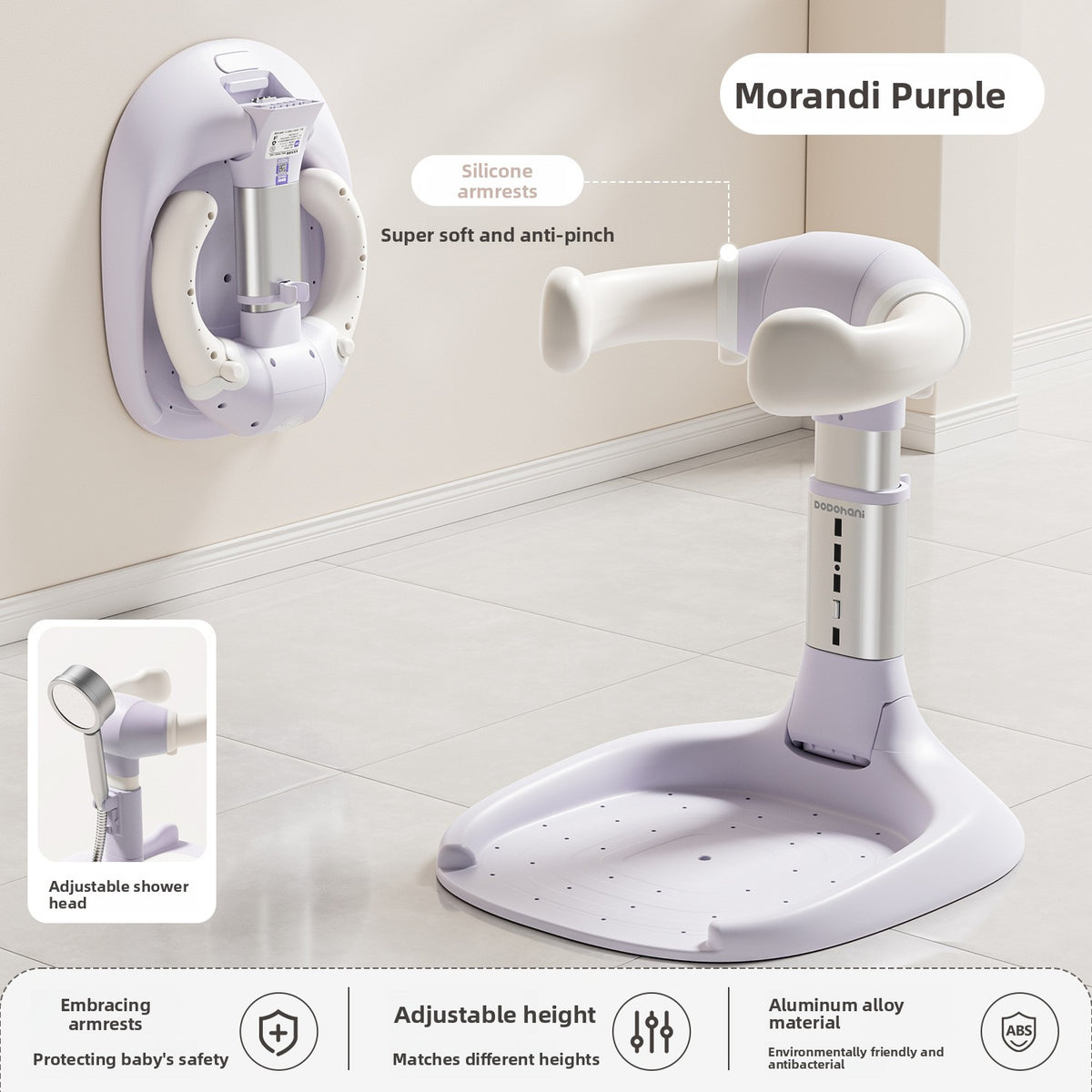 Étagère de bain pliable pour bébé avec base antidérapante