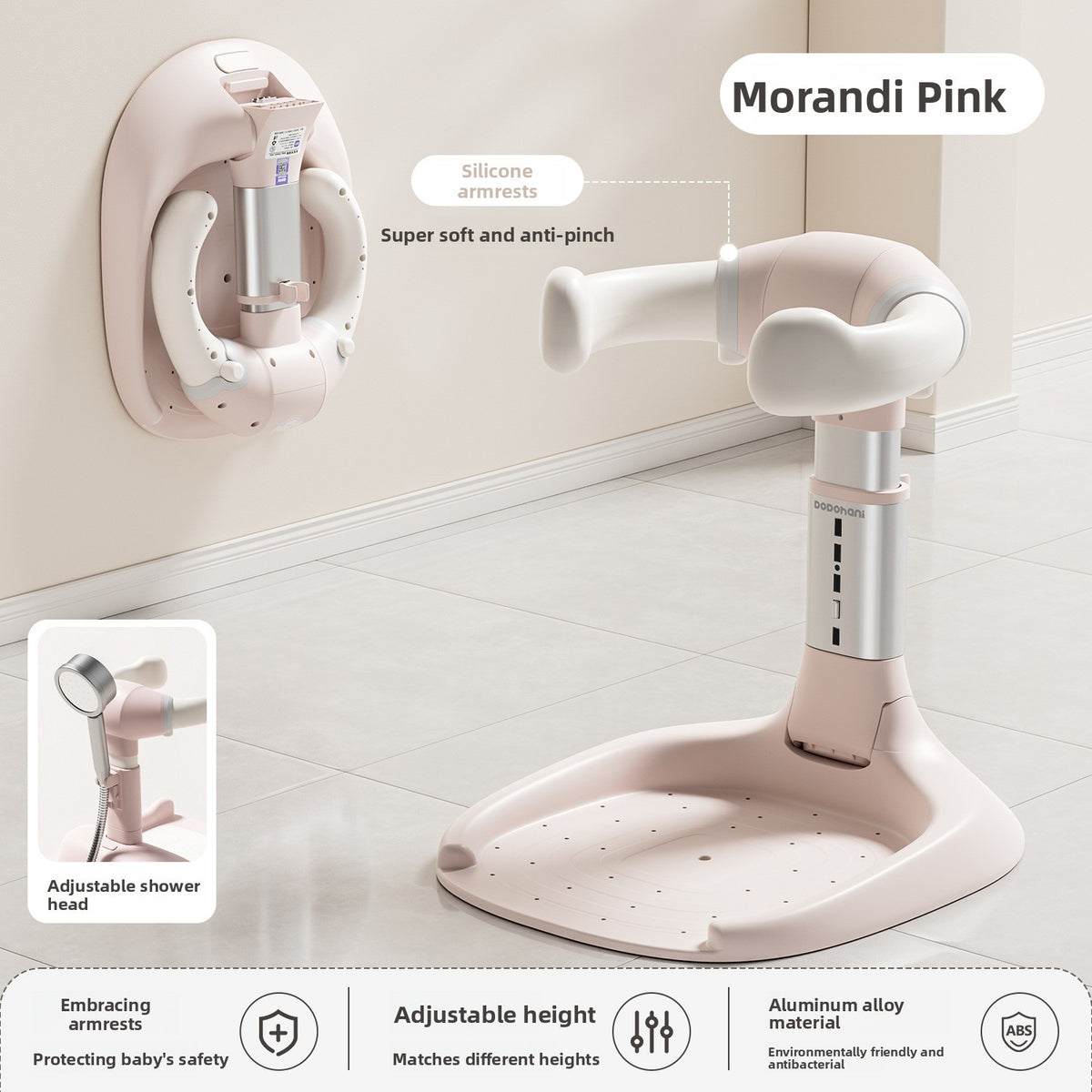 Étagère de bain pliable pour bébé avec base antidérapante