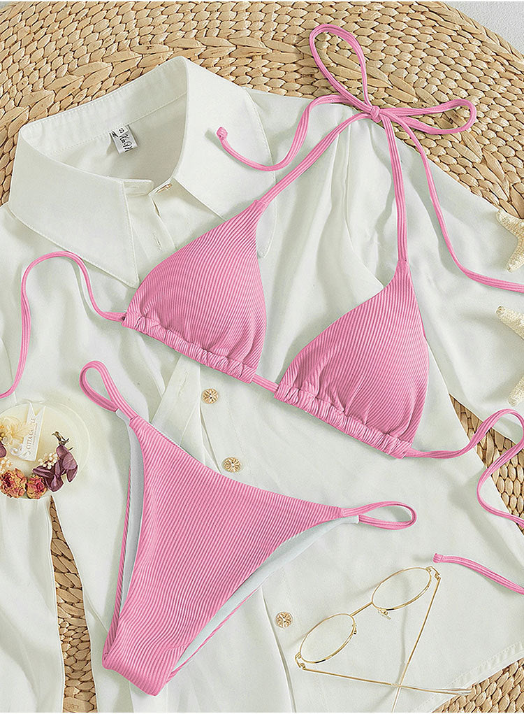 Maillot de bain bikini à lacets pour femmes