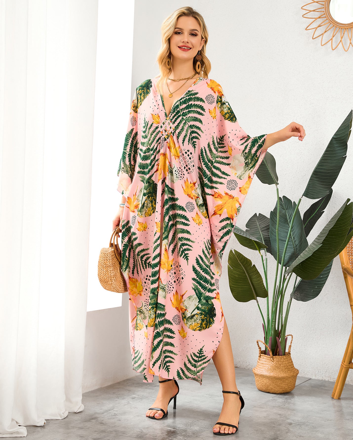 Robe de plage à encolure en V tissée