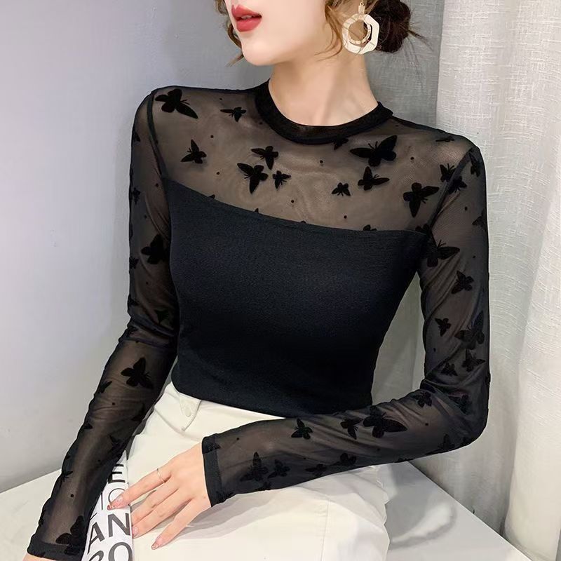Chemise moulante à couches en mesh pour femmes