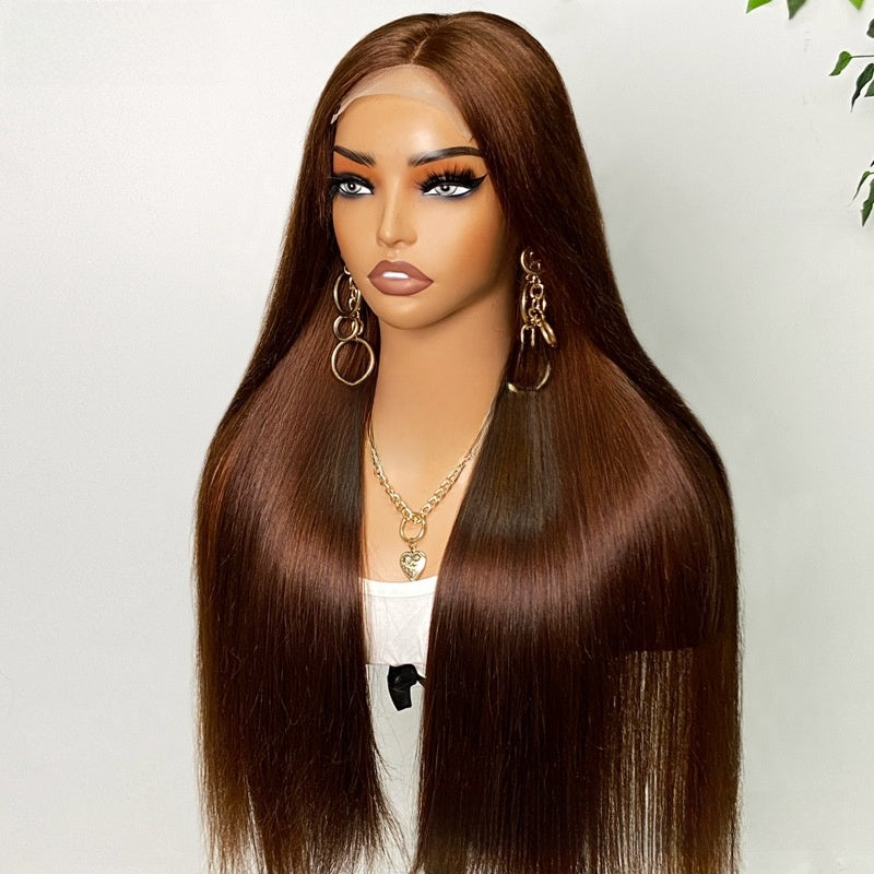 Perruque en cheveux humains raides comme des baguettes