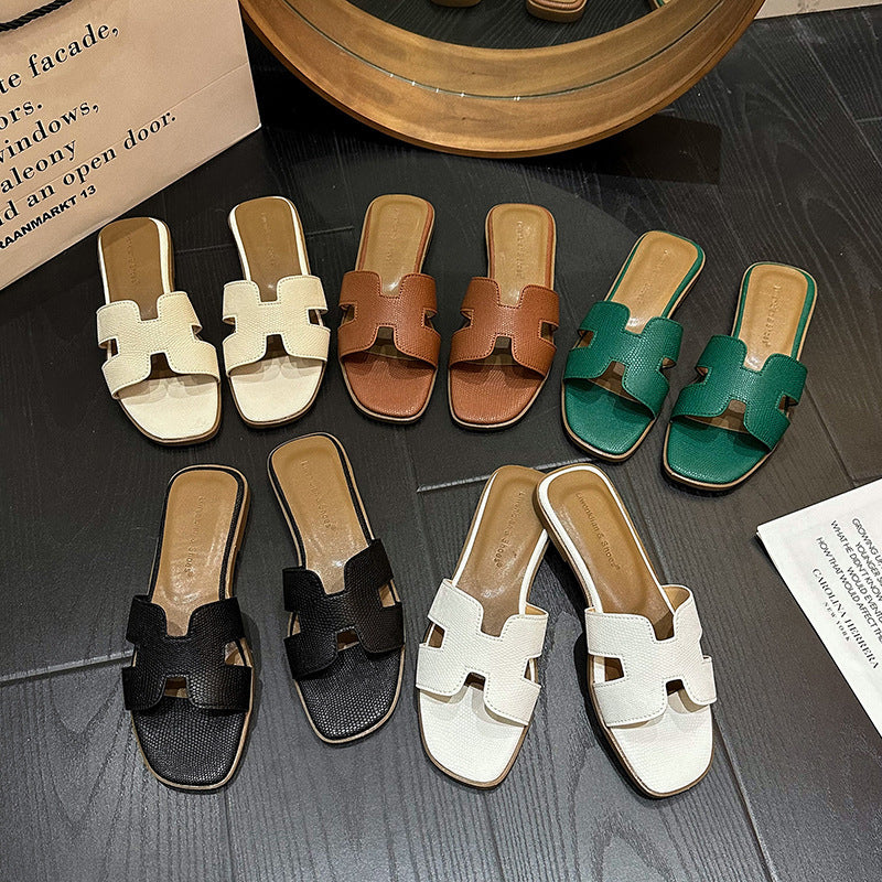Sandales plates en forme de H pour la plage