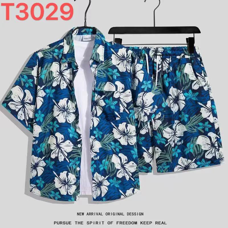 Habit :Ensemble chemise et short à fleurs hawaïennes