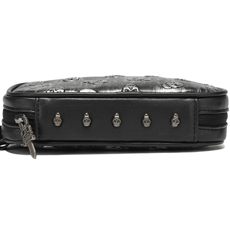 Sacoche de téléphone style punk pour homme avec emplacements pour cartes