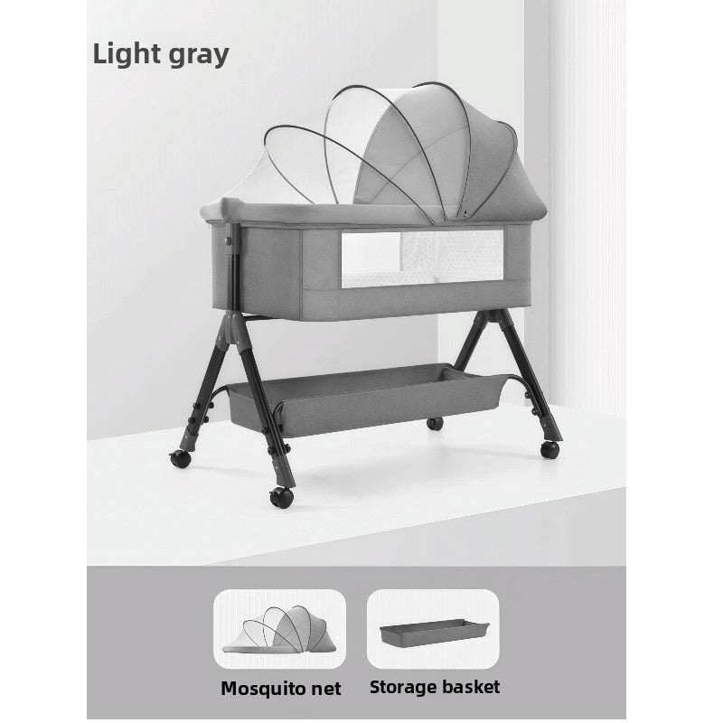 Adjustable Height Portable Baby Crib with Mosquito Net
