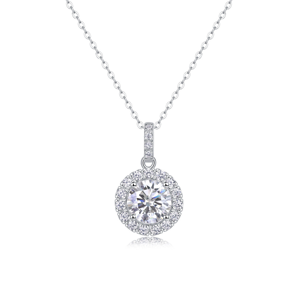 Collier pendentif géométrique en moissanite et argent sterling