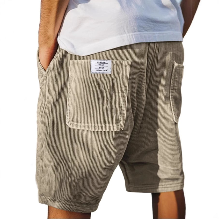 Shorts en velours côtelé vintage pour hommes avec plusieurs poches