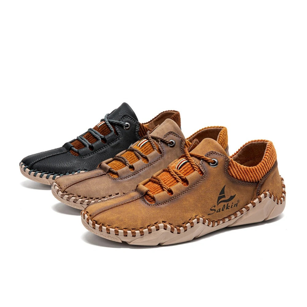 Chaussures décontractées en cuir à lacets pour hommes