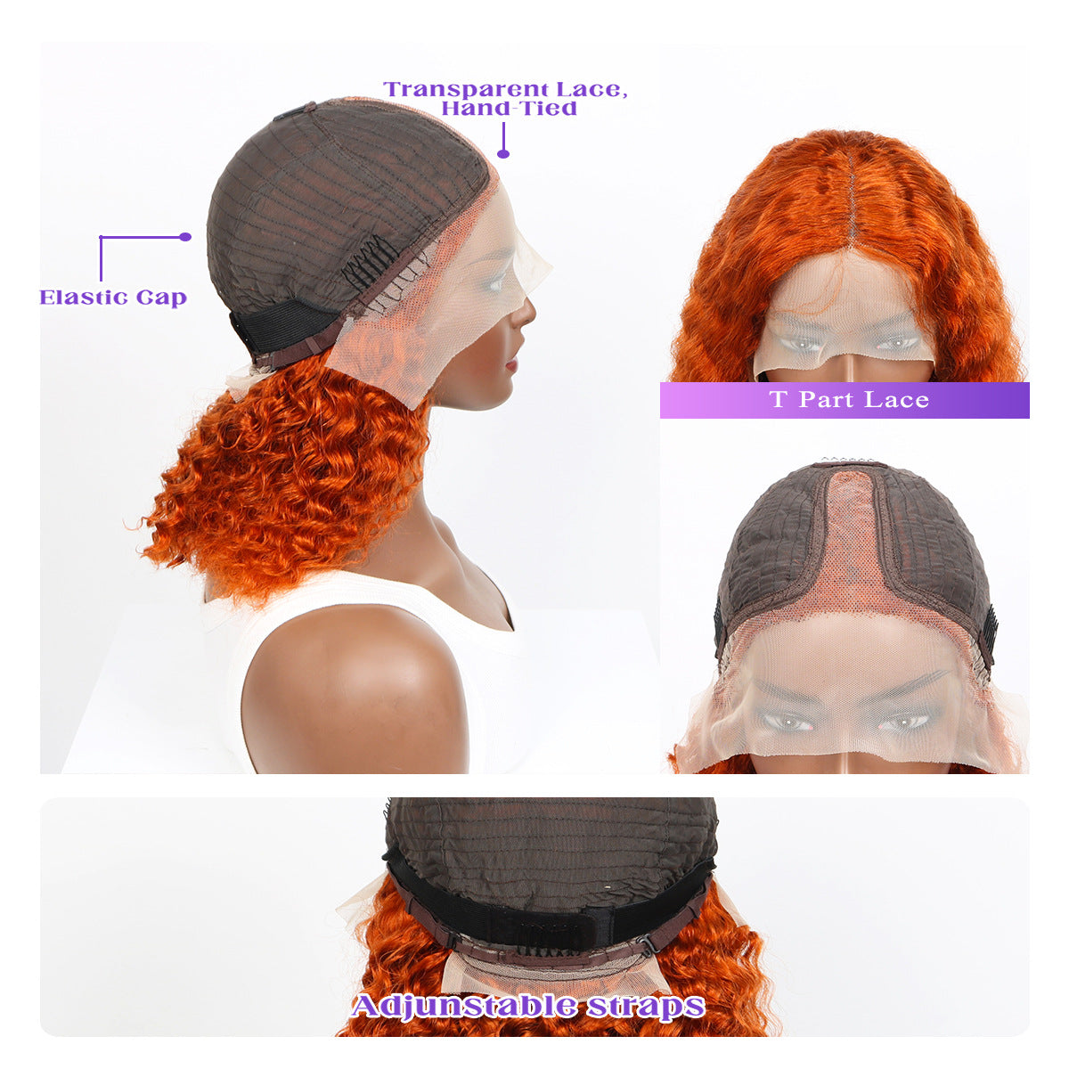 Perruque en dentelle de cheveux humains ondul�e l�che