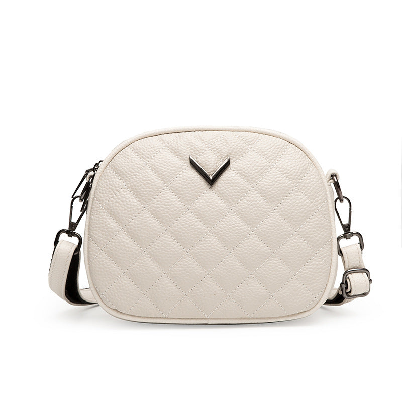 Sac bandoulière en cuir véritable à motif losange