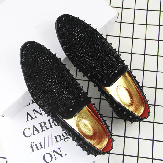 Chaussures :Mocassins à enfiler pour hommes ornés de strass