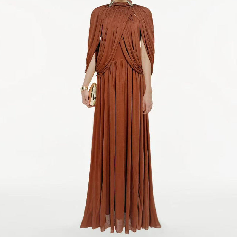 Robe longue en chiffon plissée élégante