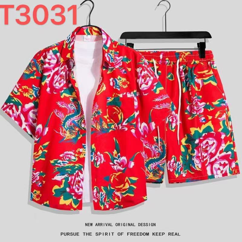 Habit :Ensemble chemise et short à fleurs hawaïennes