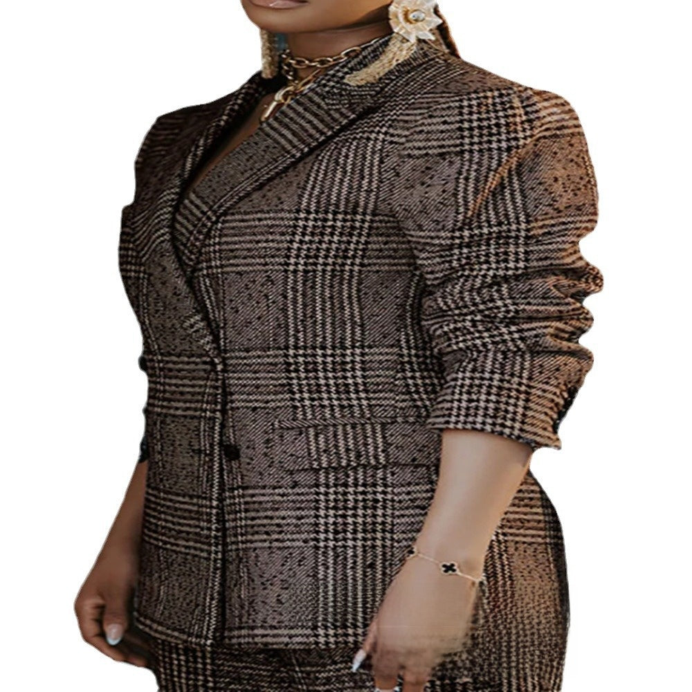 Veste et pantalon femme à carreaux